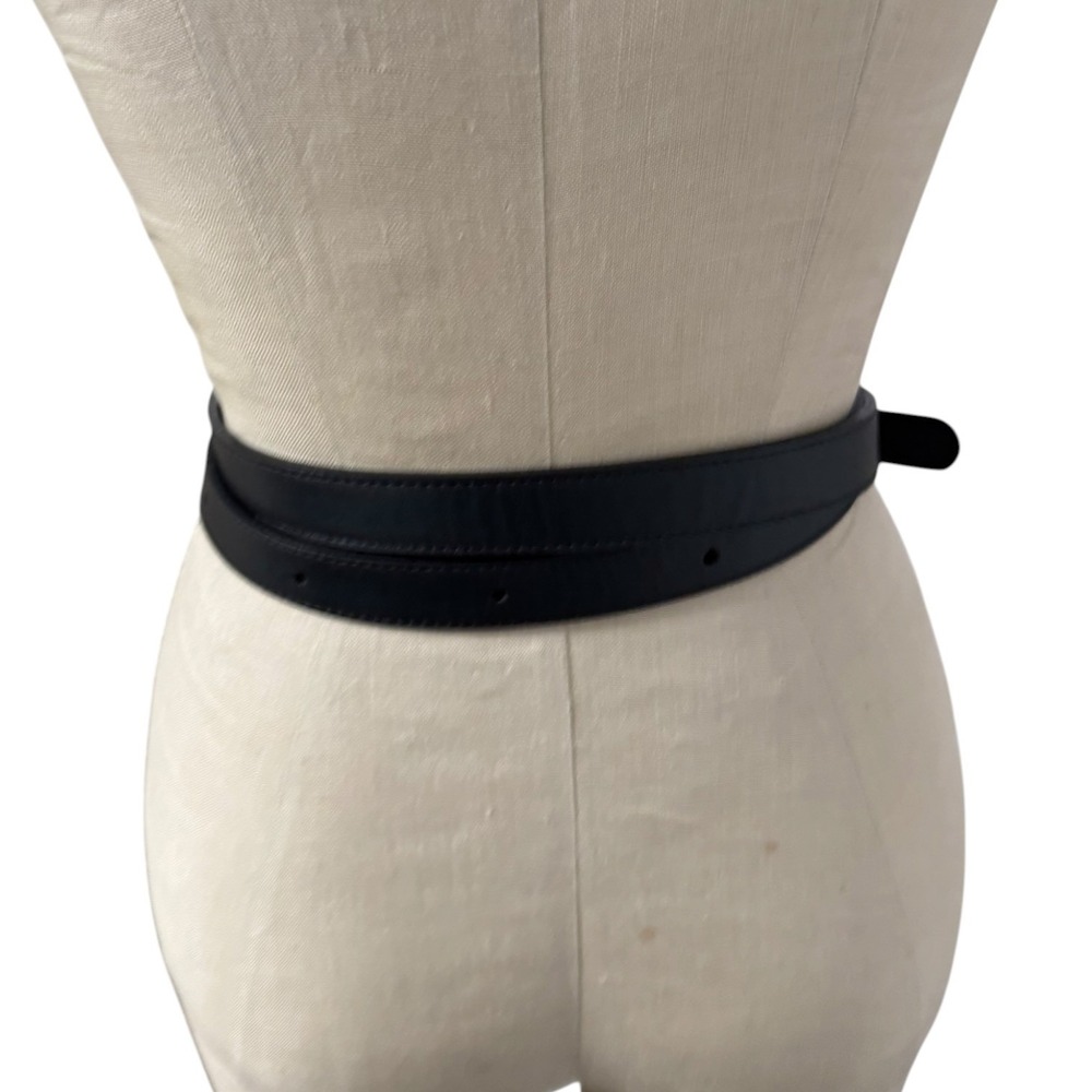 NEW Janessa Leone Belt Black Leather Wrap Silver Buckle Myra Size S Handmade 1" - Picture 4 of 9